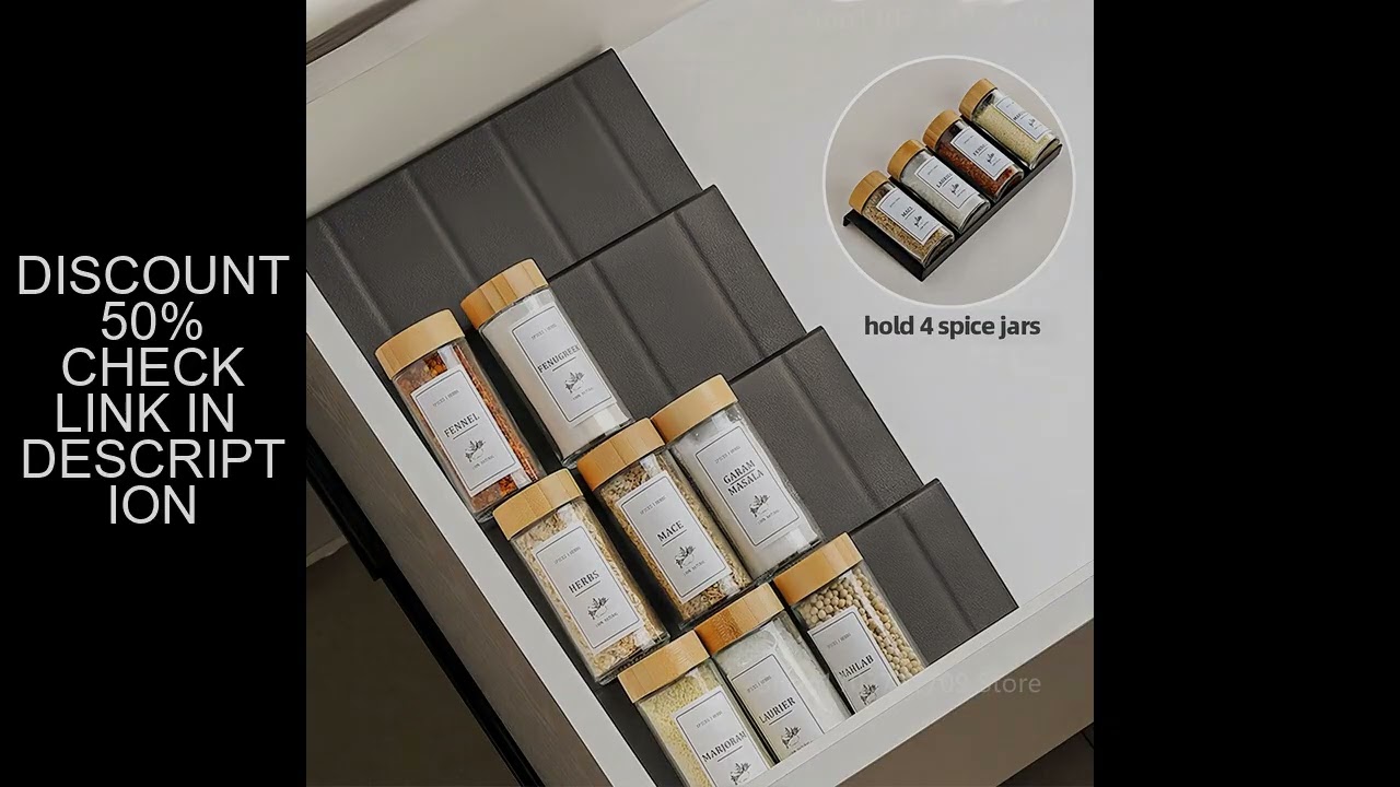 4 Layers Kitchen Spice Drawer Organizer Adjustable Spice Rack for Spice Jars Seasoning Bottles Cabin