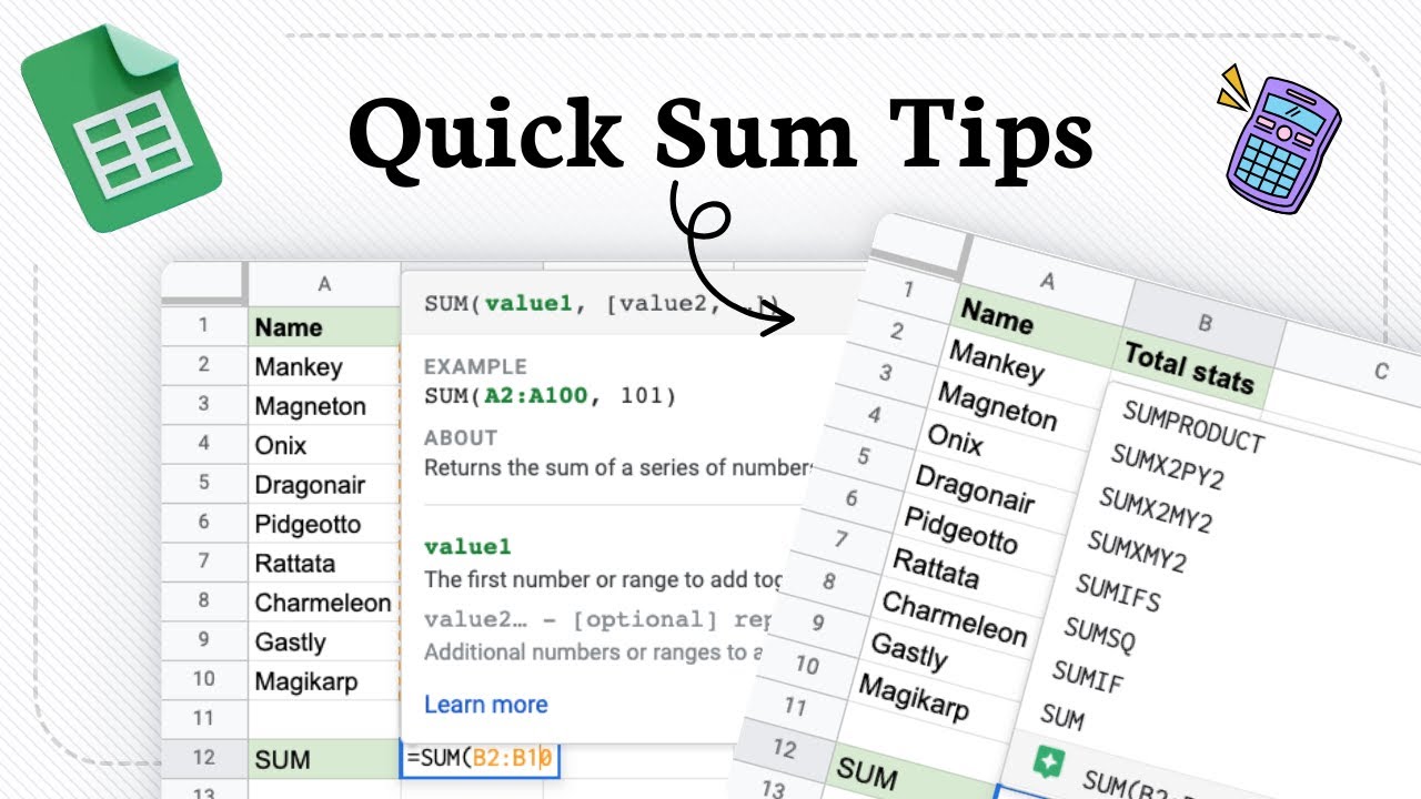 How to use the Sum Function in Google Sheets - YouTube