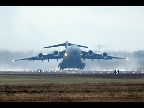 Vrachtvliegtuig C-17 vertrokken vanaf vliegbasis Woensdrecht