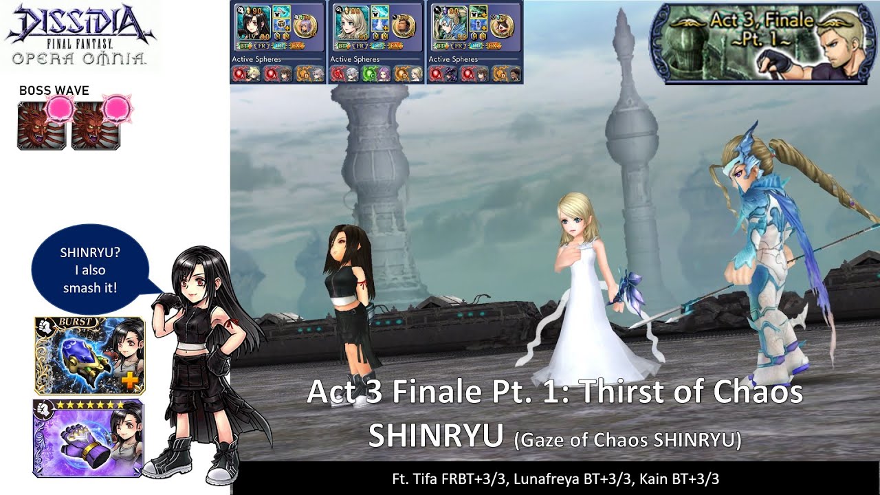 DFFOO GL | Act 3 Finale Pt.1 Gaze of Chaos SHINRYU | Tifa smash SHINRYU