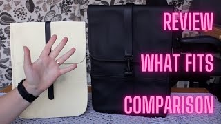 Review + What Fits + Pros & Cons Rains Mini Backpack in black + Comparison with Micro backpack
