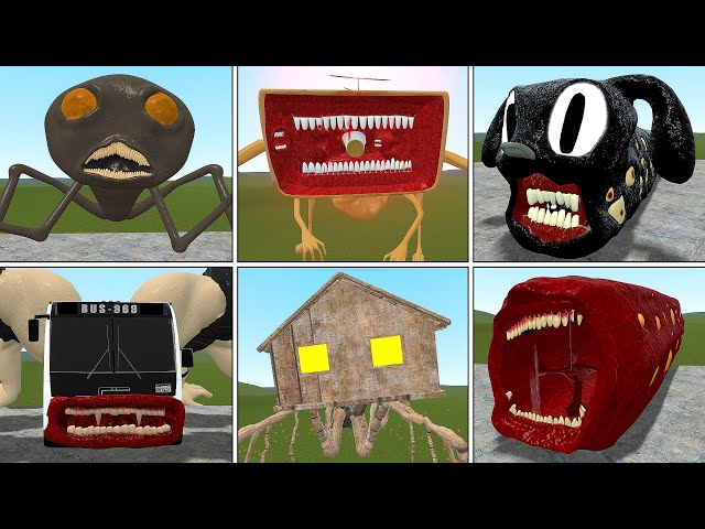 MEGAHORN, CARTOON DOG EATER, CURSED BUS EATER, HOUSE HEAD, TRAIN EATER, THE  VISITOR in Gmod! 
