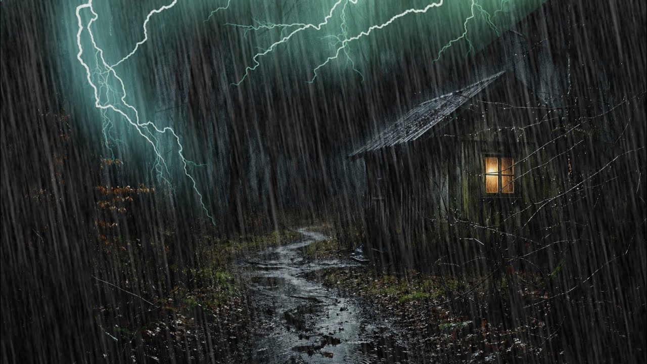 Fall Asleep Naturally with Rain and Thunder in a Peaceful Dark Forest ...