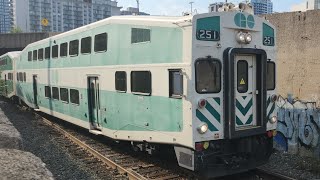 Old Cab Car GO 1875 Hamilton Express - 251 With 614 Pulling Into Hamilton GO Centre