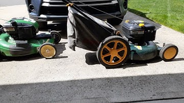 2011 John Deere JS26 and 2008 Craftsman push mower final look and start
