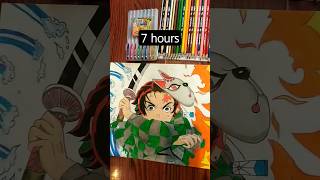 Drawing Tanjiro Kamado As 1 Min, 1 Hour, 2 Hours And 7 Hours. .