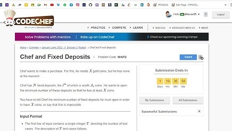 Chef and Fixed Deposits Problem Code: MINFD