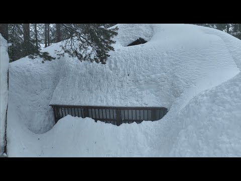 California homes completely buried in snow from crazy winter storms! Drone and interviews