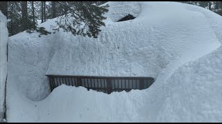 California homes completely buried in snow from crazy winter storms! Drone and interviews