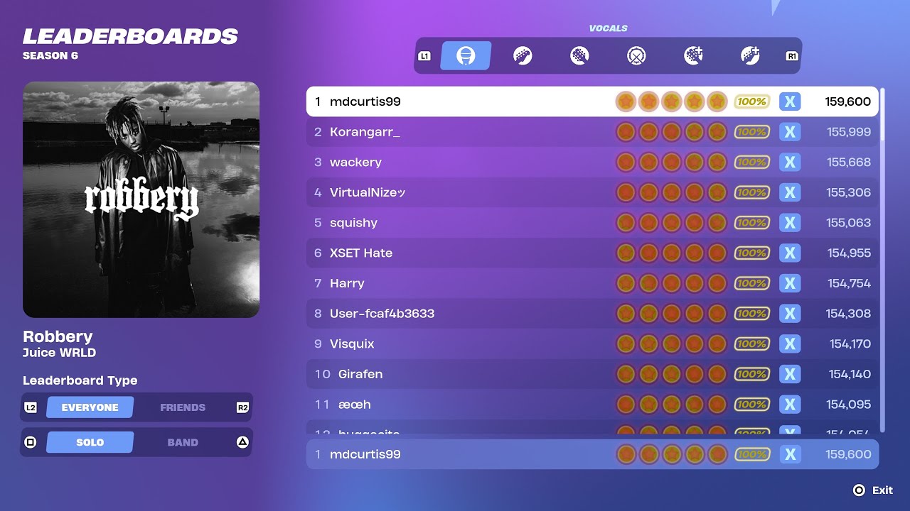 [Fortnite Festival S6] Robbery Expert Vocals 100% FC 1st Place All Perfects