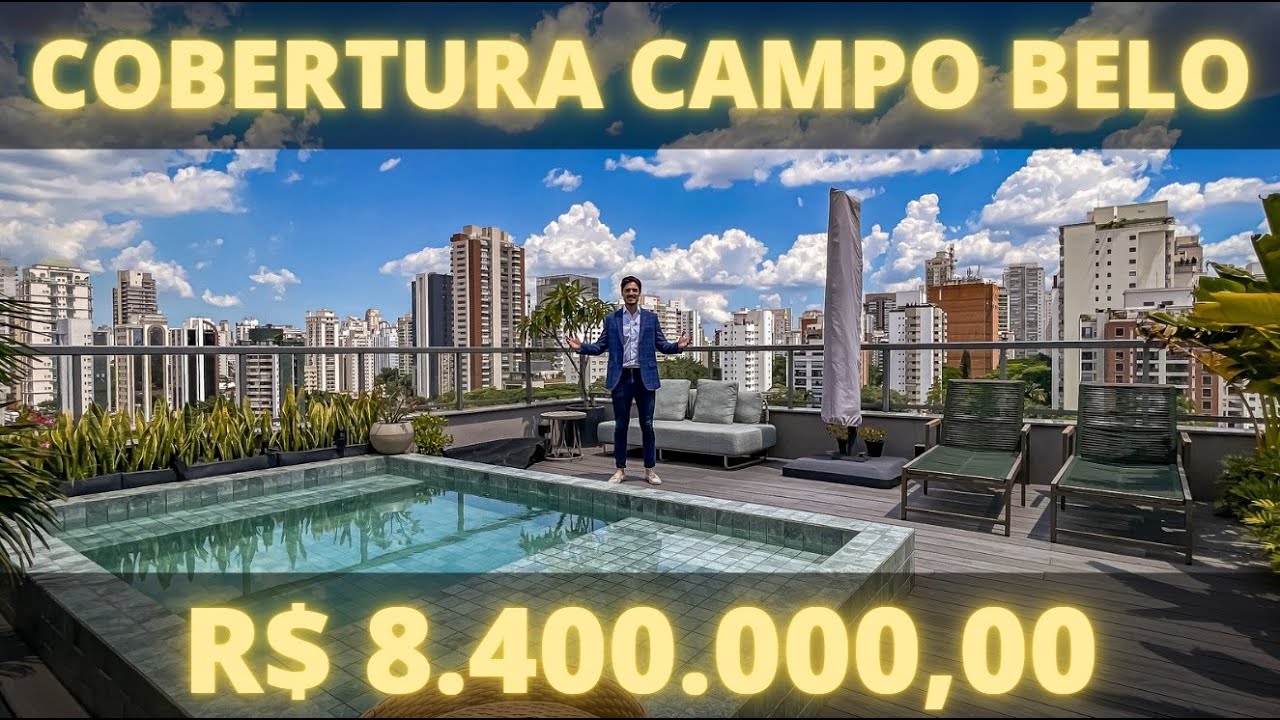 COBERTURA ABSOLUTAMENTE REFORMADA COM PISCINA E SAUNA A VENDA NO CAMPO BELO EM PREDIO NOVO!