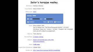 Cylinder 0002 | Sailor's hornpipe medley. - 1912