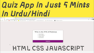 Quiz App by using HTML CSS JAVASCRIPT in just 5 Mintues in Hindi/Urdu..