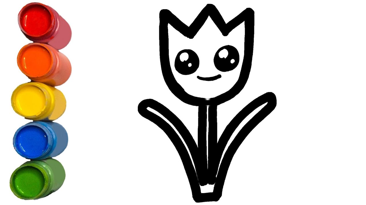 How to Draw a Tulip Easy🌷Draw cartoon flower tulip cute🌷TULIP DRAWING AND COLORING/DRAW CUTE EASY