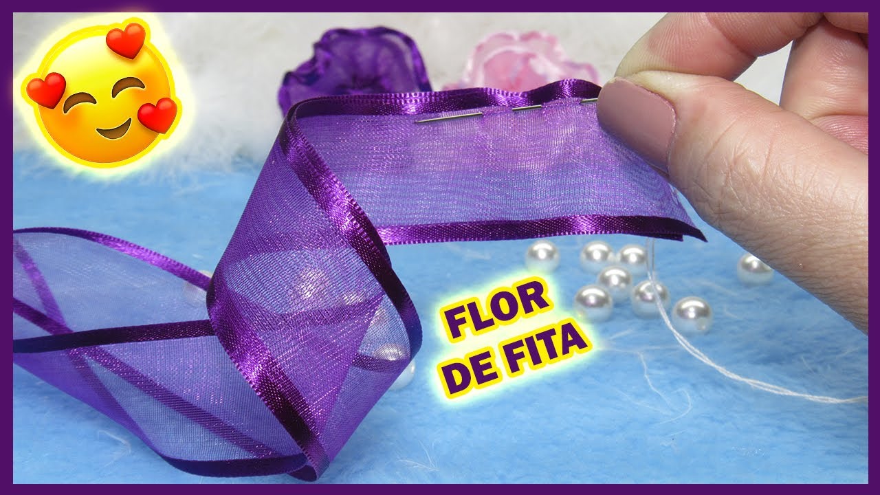 FLOR DE FITA DE ORGANZA!!!LINDA FÁCIL E RÁPIDA!!!