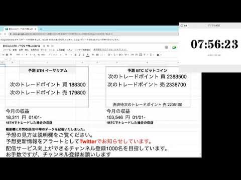 AI予想 ビットコイン・イーサリアムLive配信　2023・1・12