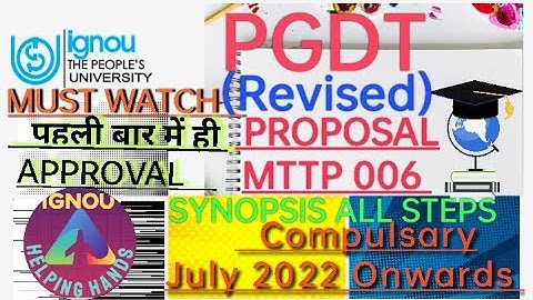 PGDT PROJECT PROPOSAL I PGDT MTTP 006 PROJECT I PGDT IGNOU PROPOSAL SYNOPSIS I PGDT PROJECT IGNOU
