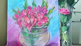 Elegant Pink Blossoms/Pink Harmony/Pink Alstroemeria Flowers/Floral Still Life