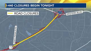 I-440 closures begin Monday night in southwest Raleigh