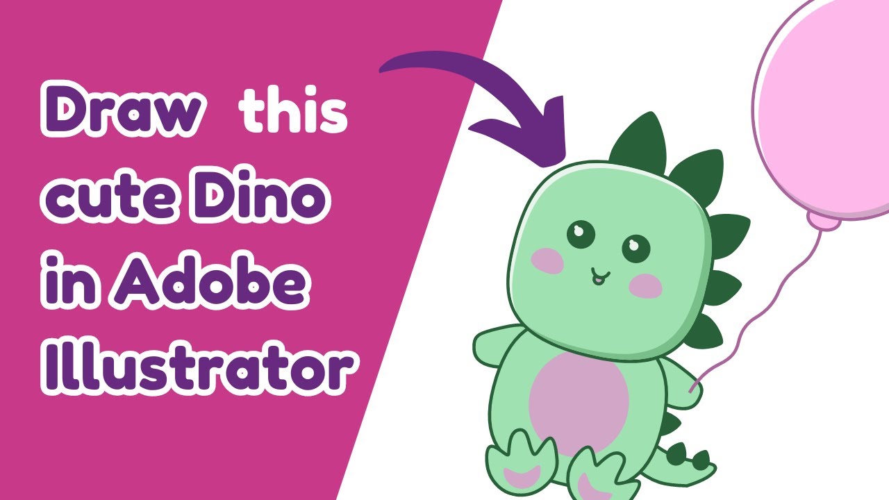 Draw a cute dinosaur in Adobe Illustrator