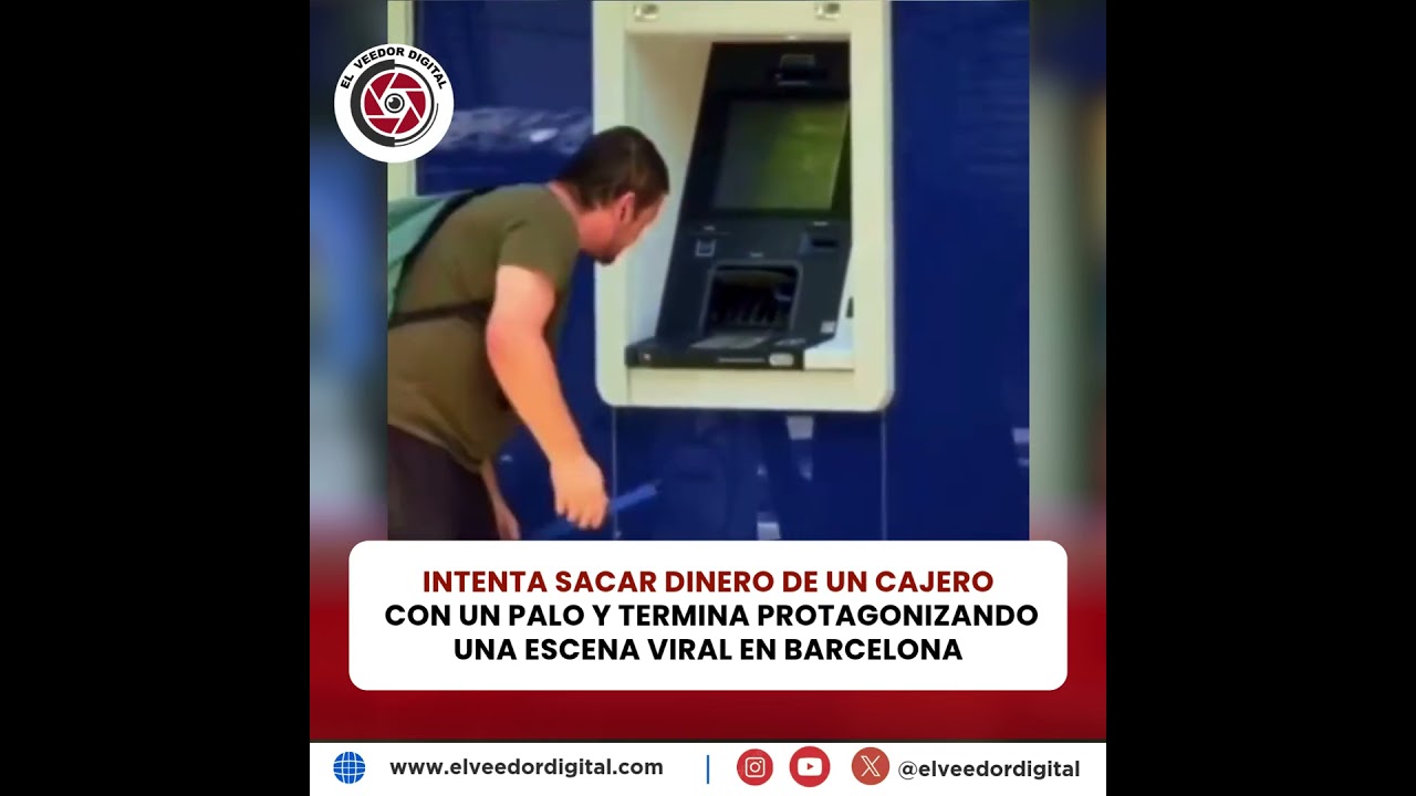 Un hombre fue grabado mientras intentaba extraer dinero de un cajero automático  un palo de escoba