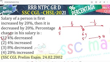 Salary of a person is first increased by 20%, then it is decreased by 20%. Percentage