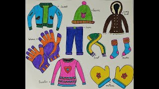 winter clothes drawing