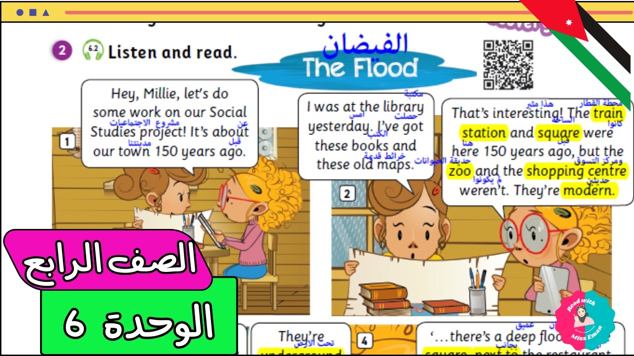 قصة The Flood | انجليزي رابع صفحة 20 + 21 – الوحدة السادسة الفصل الثاني (المنهاج الأردني)