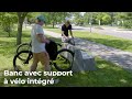 Banc de béton Luna : banc électrifié, support à vélo et station de recharge intégré