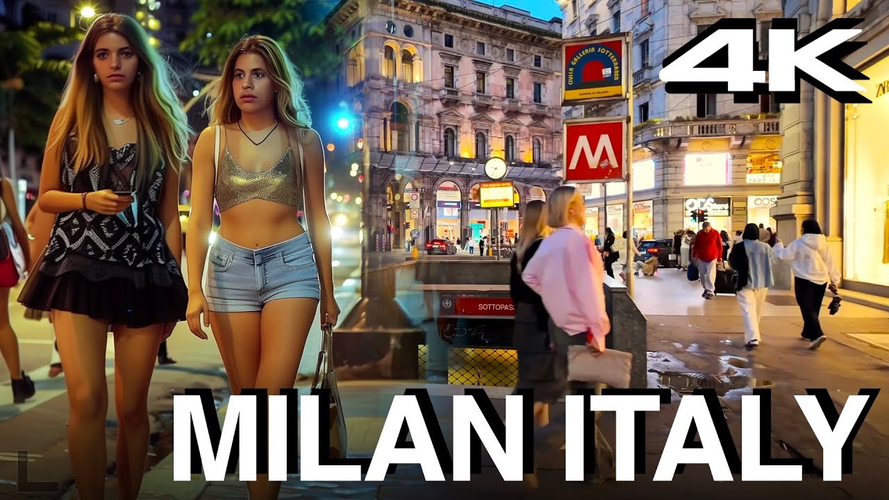 4K Night Walk Milan Italy | Milan Night Walk | No Talking