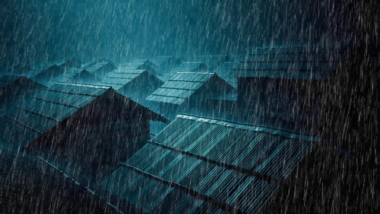No Ads Rain Sounds for Sleeping – Thunderless Heavy Rain on the Tin Roof for Deep Sleep