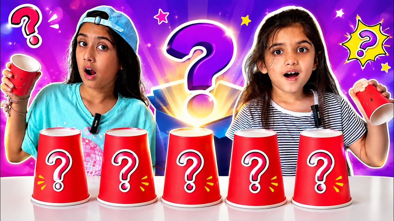 5 Mystery Cups Challenge! 😱 What’s Under the Cups? 🎲🥤