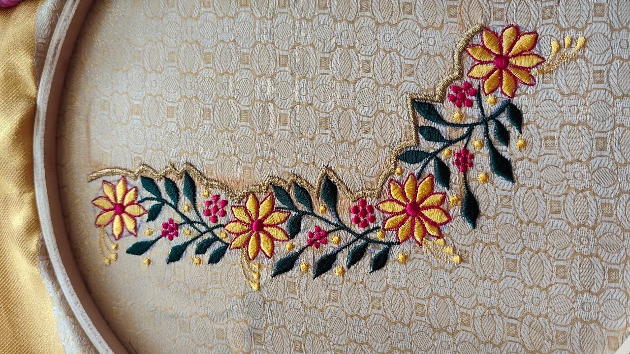 Machine Embroidery Blouse Design 🌻#Simple And Unique Design @uniqueembroiderydesigns 