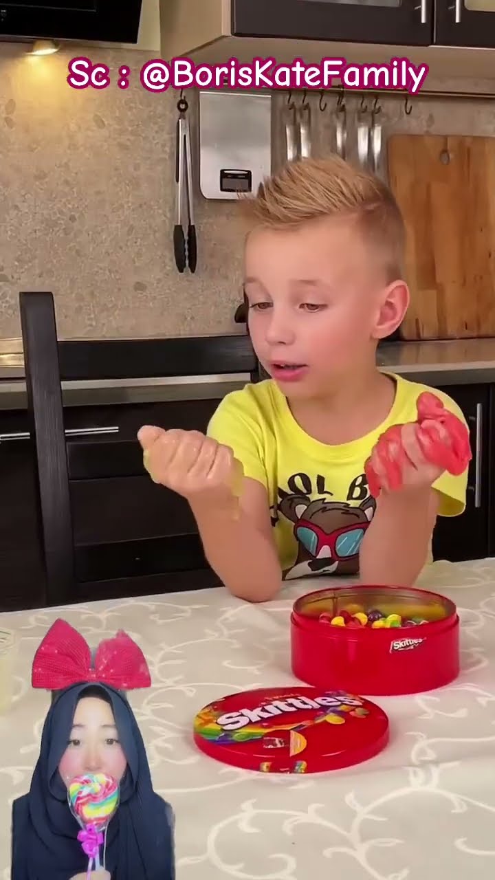 TANGAN ADIK DI MASIH SLIME SAMA PAPA ⁉️ Jadi gak bisa makan permen ? @BorisKateFamily #shorts
