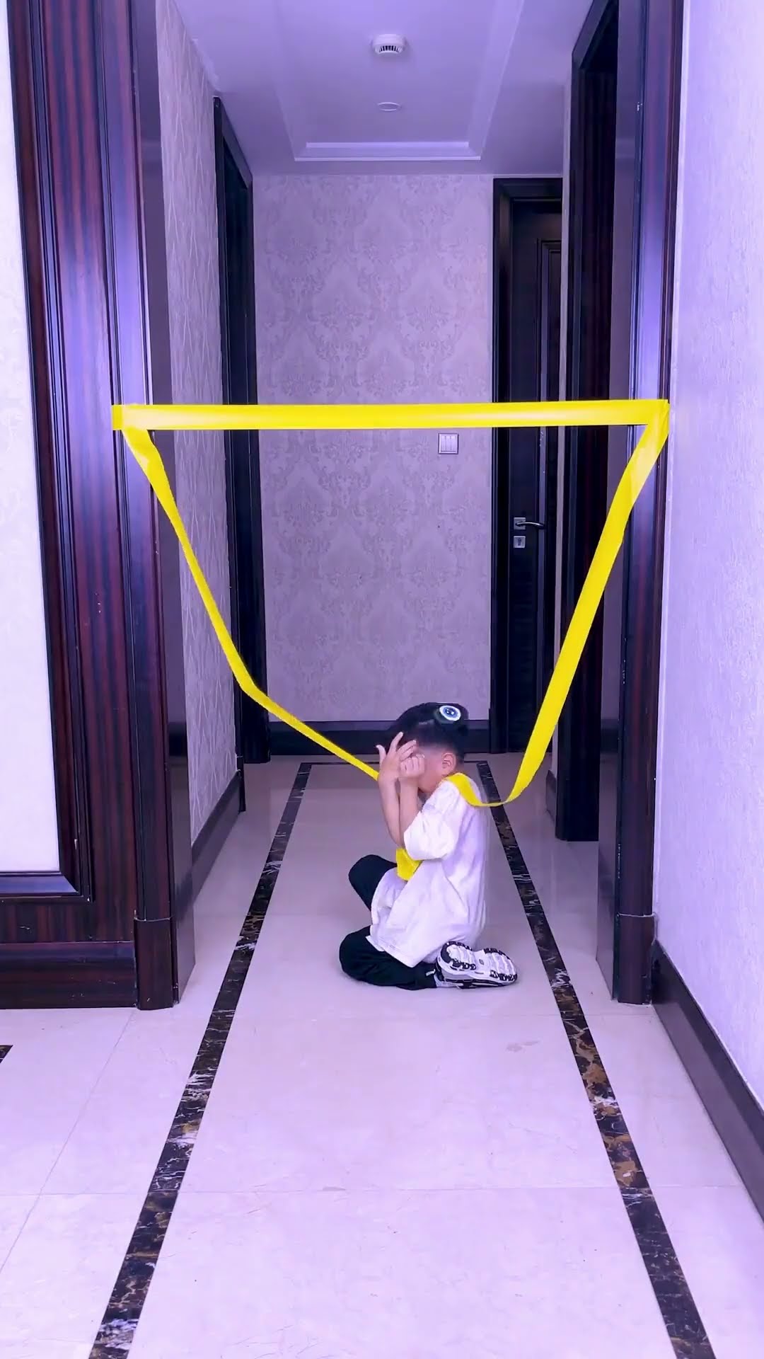 Blindfolded Crossing The Yellow Line Challenge, It's Hell Level Difficulty#Funnyfamily #Partygames
