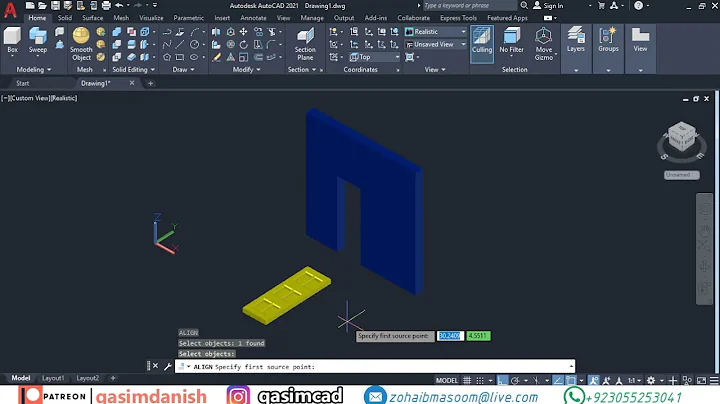 How To Use Align Command in AutoCAD for 3D Object - QasimCAD