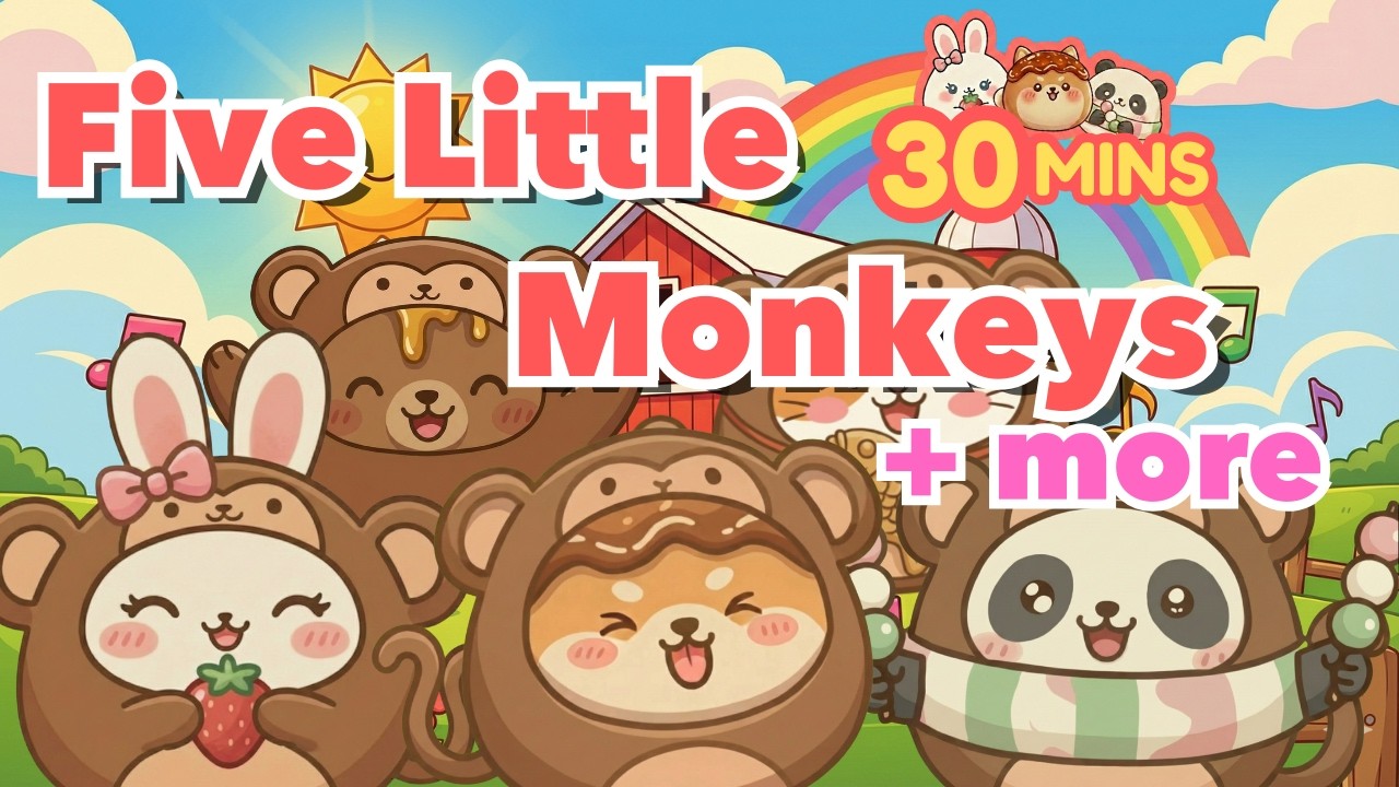 Five Little Monkeys🐵 + more | 30 Min Nursery Rhymes Medley | MochiMochiKids