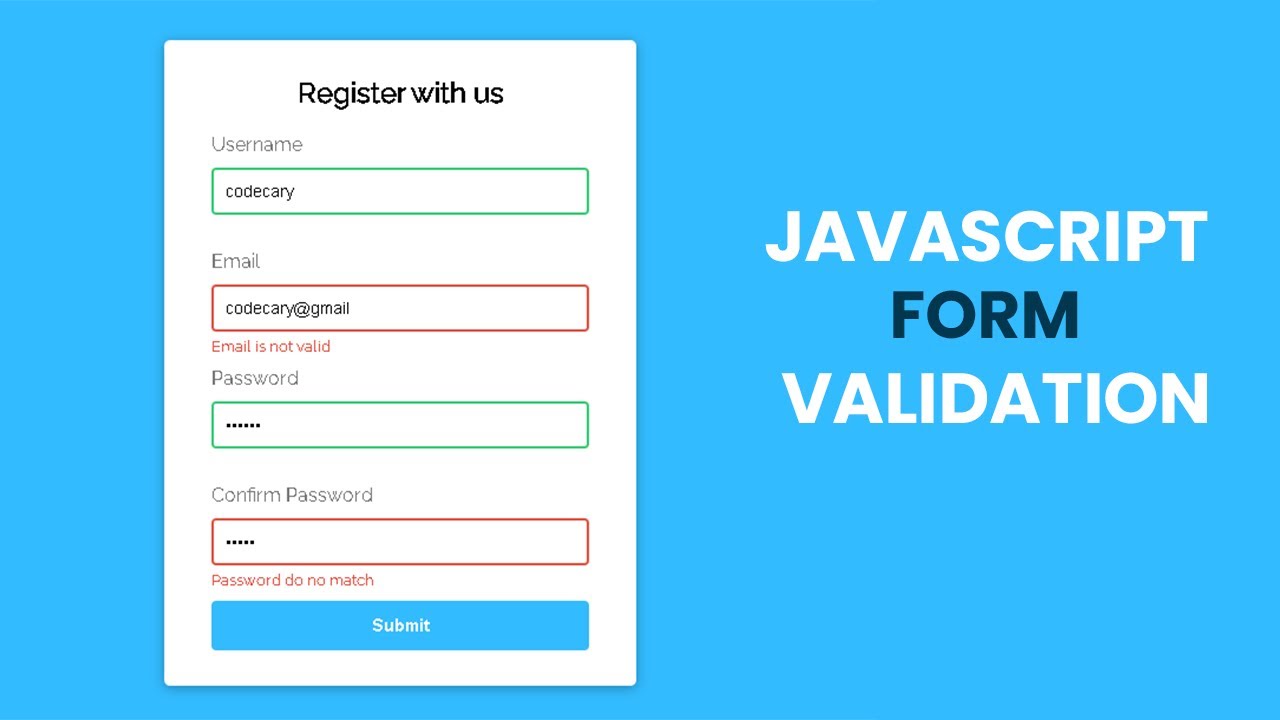 Javascript Form Validation Registration Login Form Validation