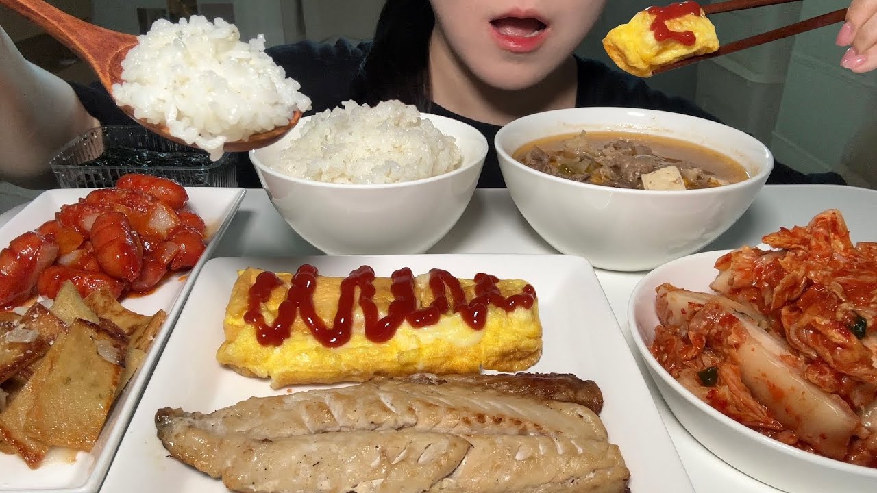 집밥 먹방! 차돌된장찌개 치즈계란말이 어묵볶음 소세지야채볶음 home-cooked meal asmr mukbang