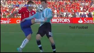 Gary medel kicks leo messi in the ...