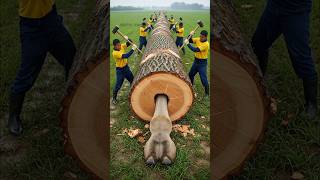 Camel Rescues From Giant Log Resimi