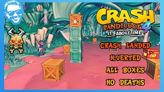 Crash Landed N.verted - Full Walkthrough - No Deaths - All Gems - Crash Bandicoot 4 4K