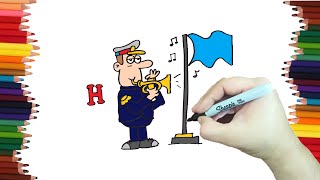 Dibujando Un Himno - Dibujos Con La H - Dibubaron Speed Drawing