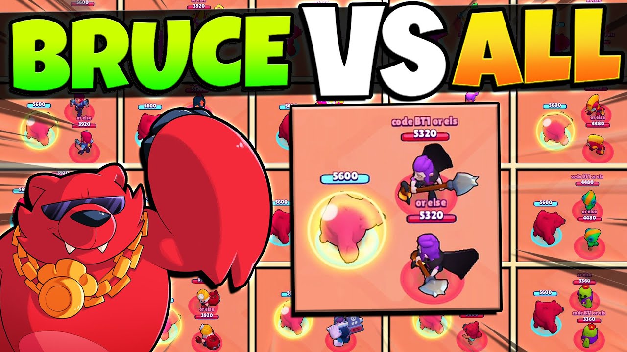 Buffed Bruce Nita S Bear Vs Every Brawler In Brawl Stars Youtube - bruce bear brawl stars