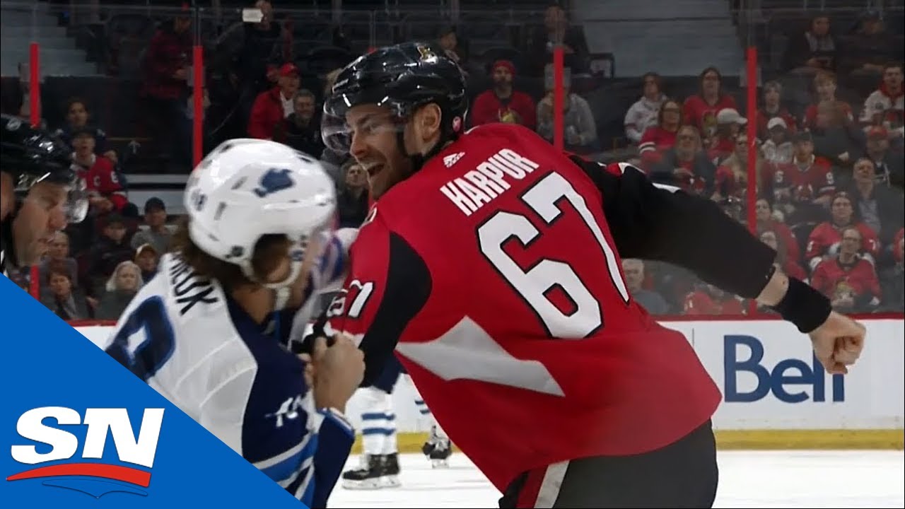 Jets' Lemieux And Senators' Harpur Engage In Afternoon Tussle
