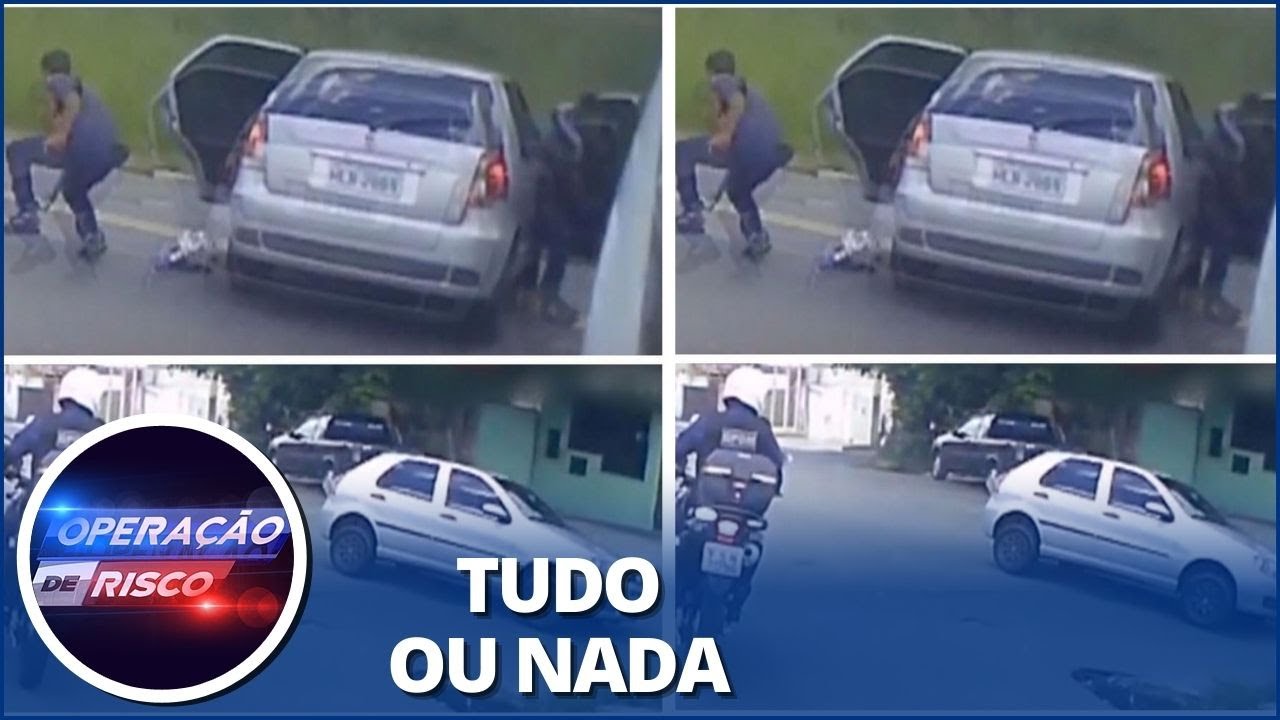 Após cavalo de pau, bandidos pulam de carro em movimento e GCM leva a melhor