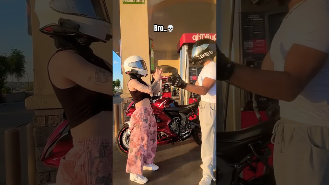 WHY did she do that! #motorcyle #bikelife #couple #biketok #rizz #booktok #bikergirl #fyp