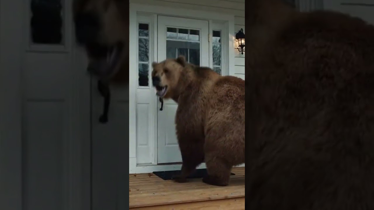 Bear Mayhem 😱 A Man Runs for His Door as a Bear Closes In Fast 