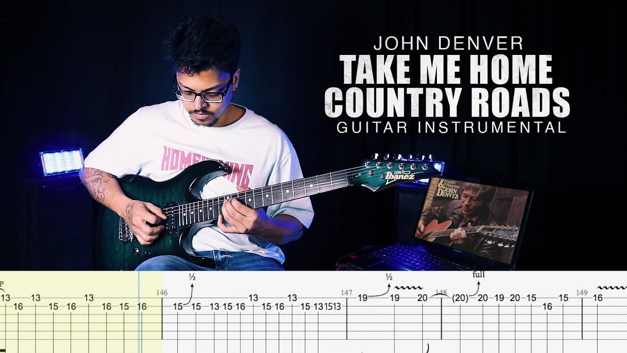 John Denver - Take Me Home, Country Roads Guitar Instrumental Lesson With Guitar Tab