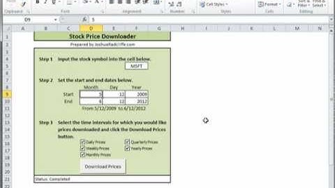 Excel VBA - Stock Price Downloader - From Yahoo Finance CSV
